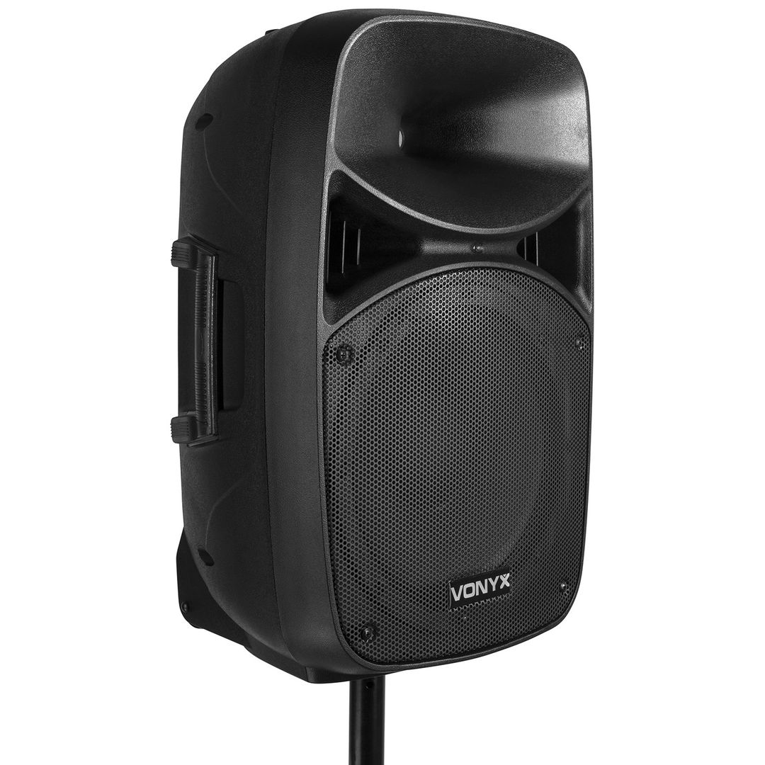 Vonyx VPS152A Set altavoces potentes con pies y cables de 15 y 1000W con  Bluetooth y