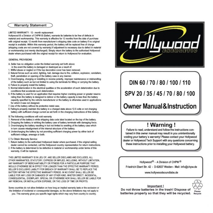 Batería AGM de 80 amperios con formato estándar Hollywood DIN 80 - Imagen 7