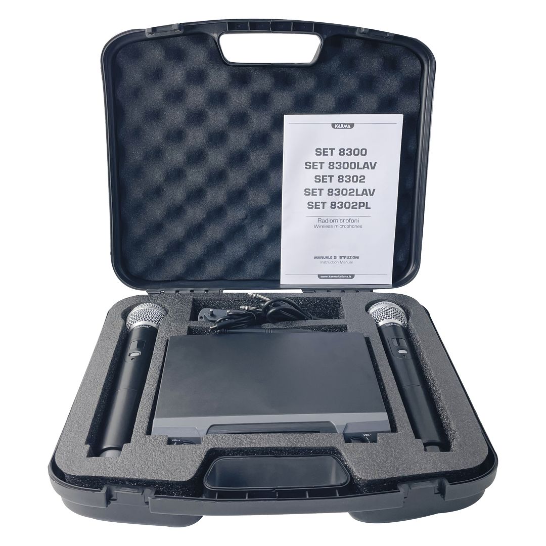 Sistema inalámbrico de 48 canales UHF con 2 micrófonos de mano Karma SET 8302 - Imagen 7