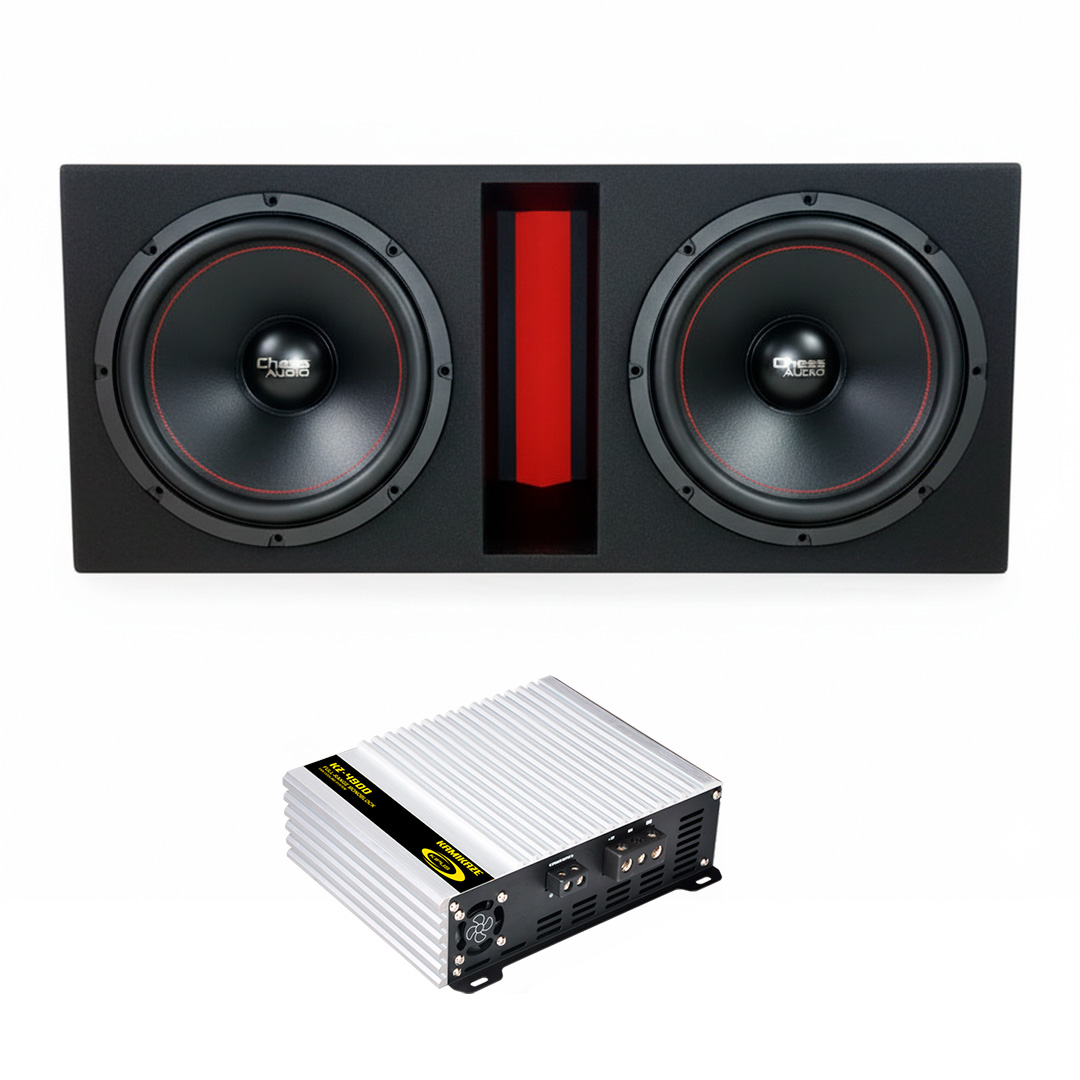 Pack de doble subwoofer de 15" Chess Audio SBB1544 con amplificador Kipus KZ-4900 y cajón (2000wrms)