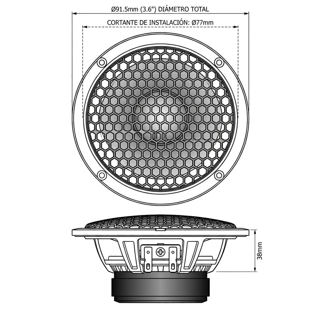 Altavoces de medios de 3,5" 150W 65Wrms con imán de neodimio APS SD30