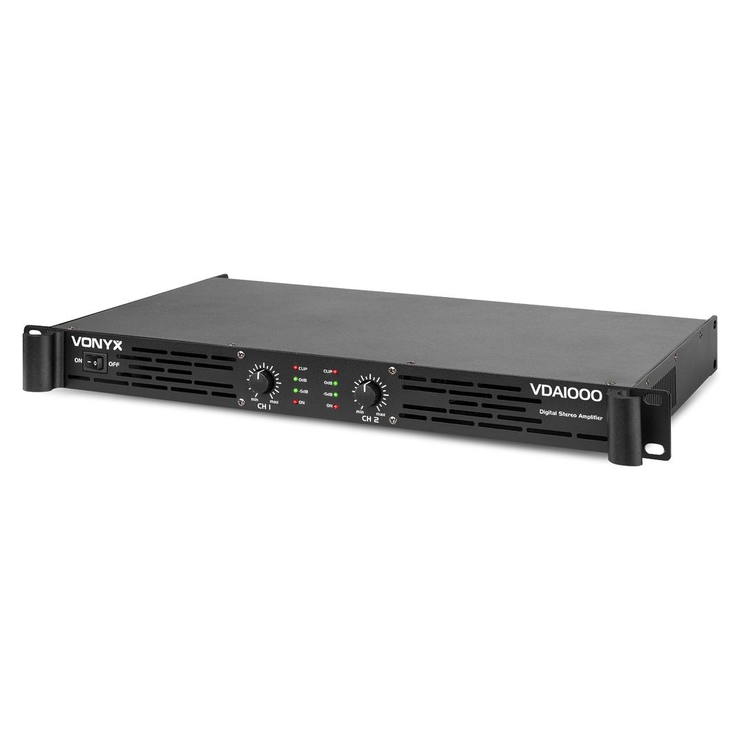 Amplificador 2 canales Clase D de 1000W para rack Vonyx VDA1000