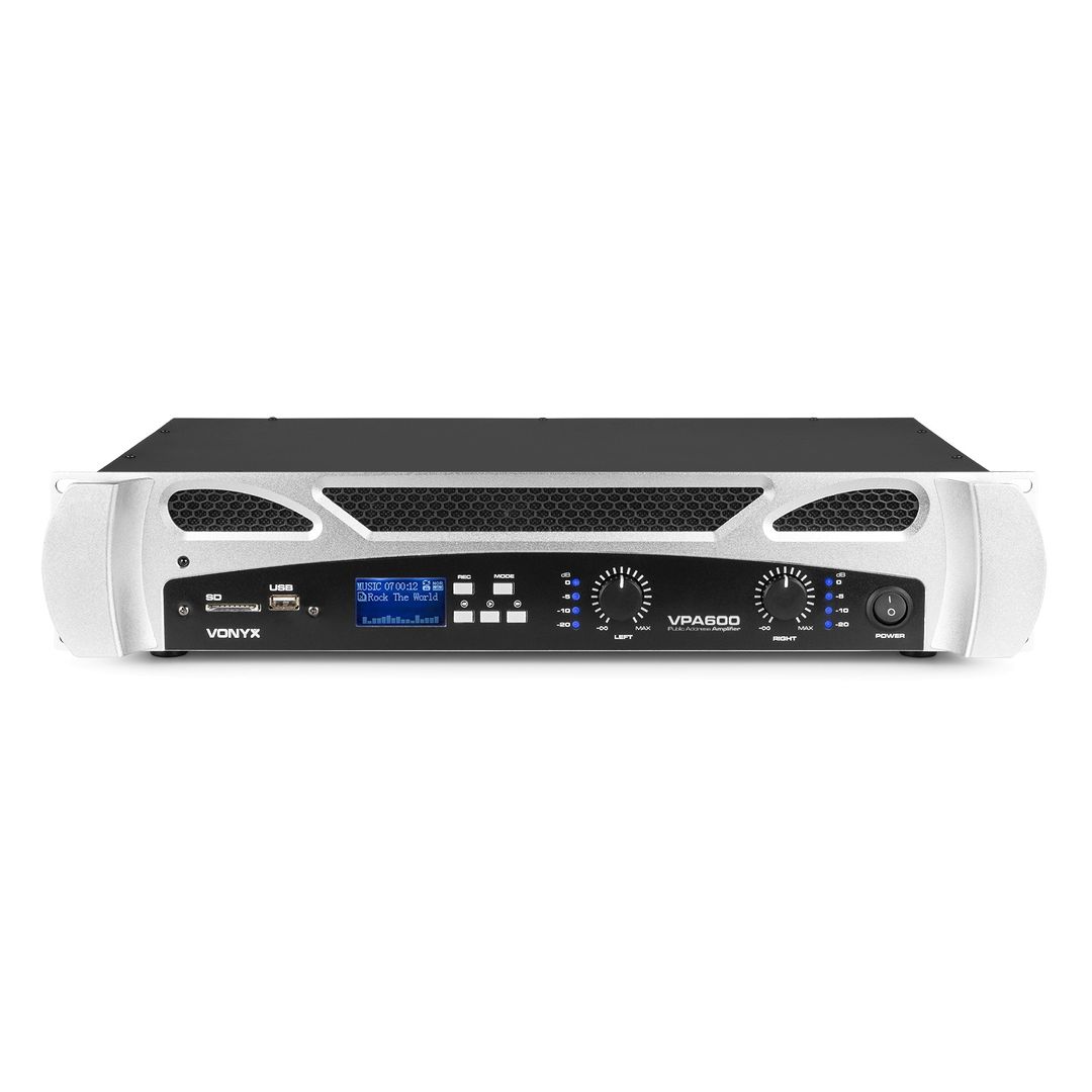 Amplificador 2 canales PA con Bluetooth y reproductor USB/SD Vonyx VPA600