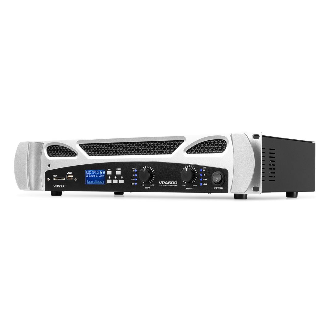 Amplificador 2 canales PA con Bluetooth y reproductor USB/SD Vonyx VPA600