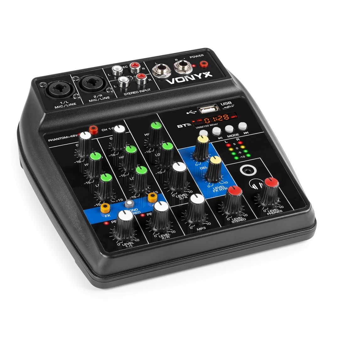 Mesa de mezclas de 3 canales con USB/BT Vonyx VMM100