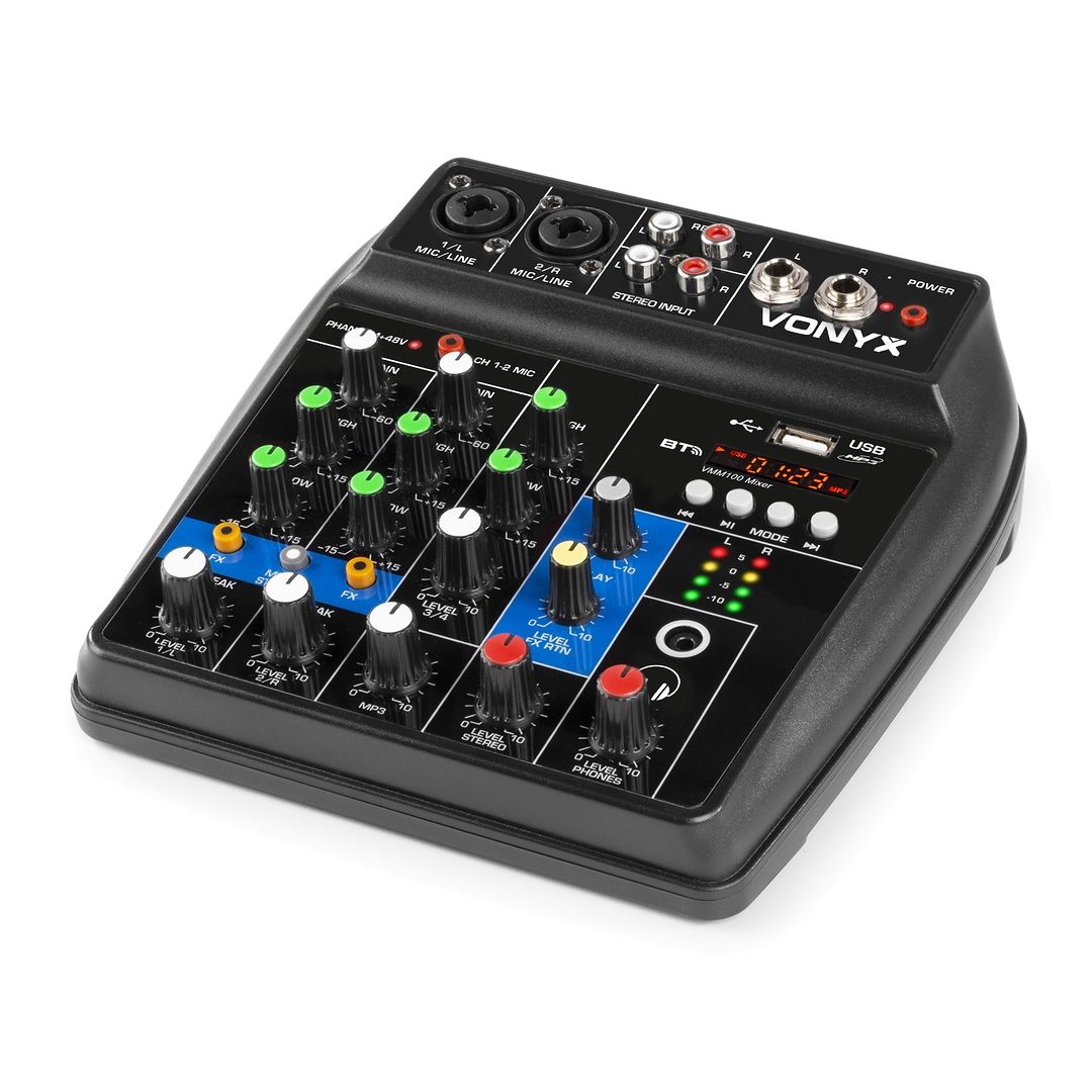 Mesa de mezclas de 3 canales con USB/BT Vonyx VMM100