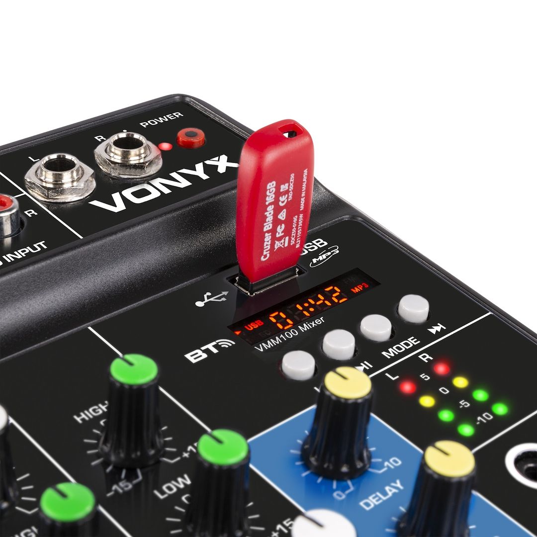 Mesa de mezclas de 3 canales con USB/BT Vonyx VMM100