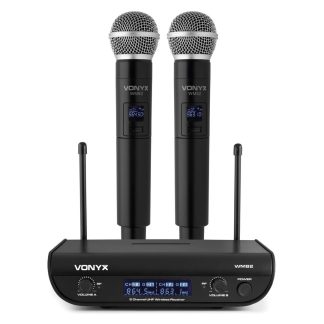 Sistema de 2 micrófonos inalámbricos de mano UHF Vonyx WM82
