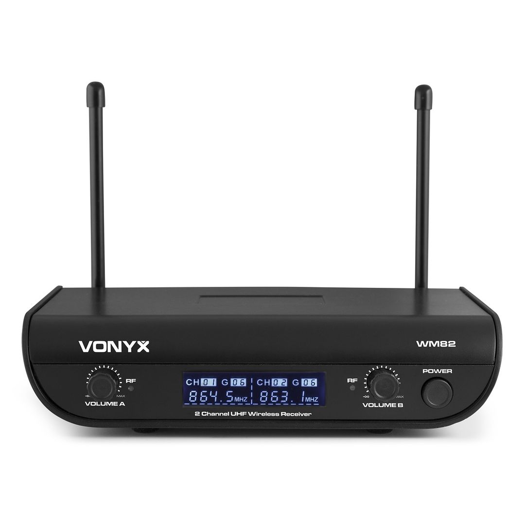 Sistema de 2 micrófonos inalámbricos de mano UHF Vonyx WM82