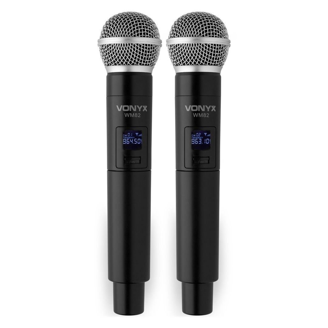 Sistema de 2 micrófonos inalámbricos de mano UHF Vonyx WM82
