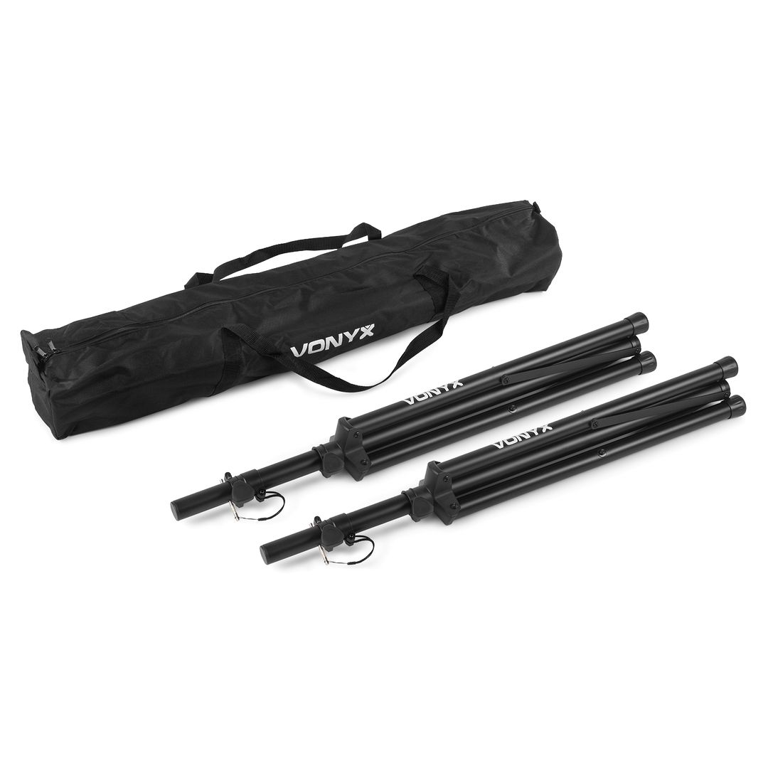 Juego de Soportes de Altavoz Trípode Ajustables con Bolsa de Transporte Vonyx LS01K