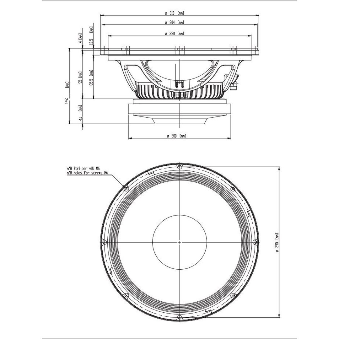 Altavoz de medios de 12" 1000W 8 Ohm Eighteen Sound 12MB710