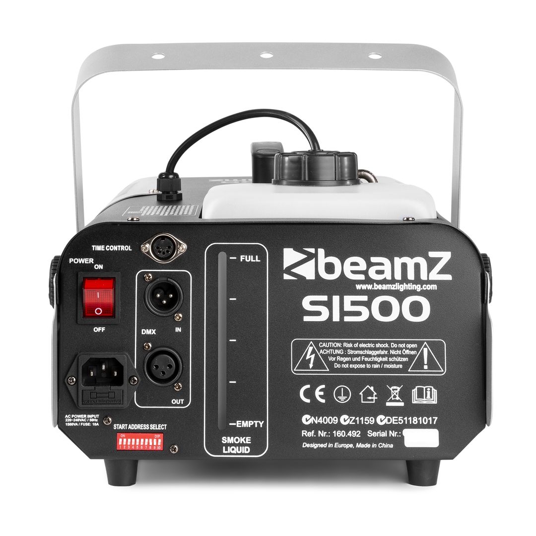 Máquina de Humo 1500W DMX con Temporizador y Depósito de 2,5L BeamZ S1500