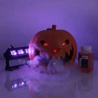 Pack de Iluminación Halloween Máquina de Humo Calabaza 550W con Sonidos + Barra LED UV 6x3W + Líquido 250ml BeamZ HW-1