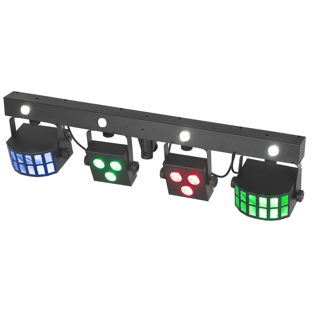 Barra de Efectos LED 2 PAR + 2 Derby + Estrobo con Mando BeamZ ShowBar FREE2