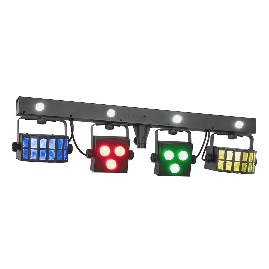 Barra de Efectos LED 2 PAR + 2 Derby + Estrobo con Mando BeamZ ShowBar FREE2