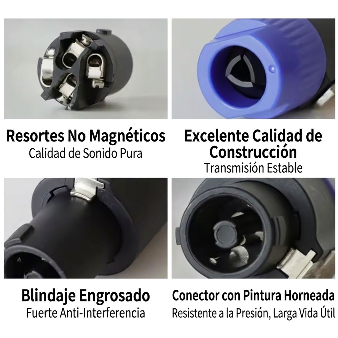 Conector Speakon macho aéreo 4 polos tipo NL4FC con bloqueo SoundCube