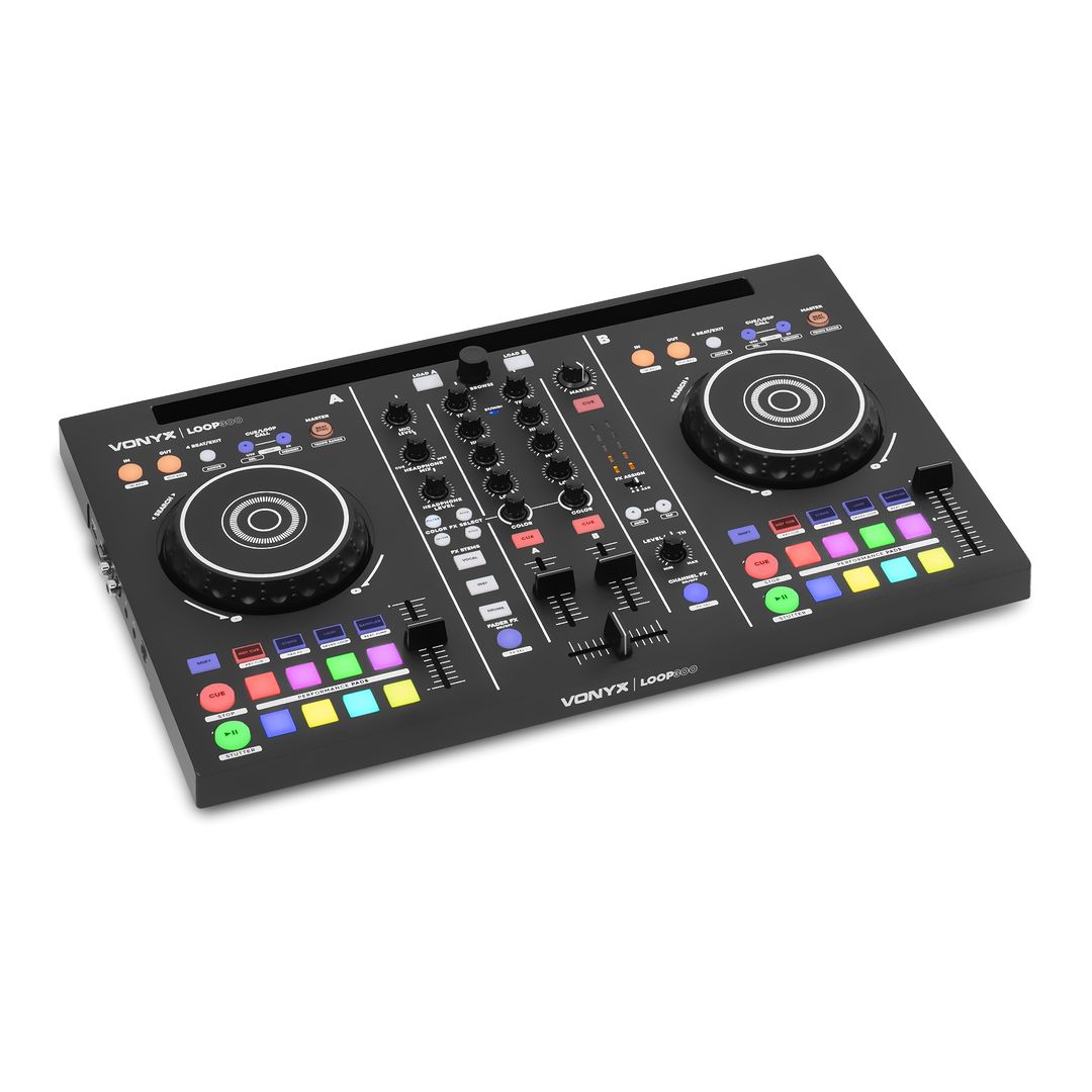Controladora DJ MIDI de 2 canales con 16 pads, entrada de micro y Virtual DJ LE Vonyx Loop300