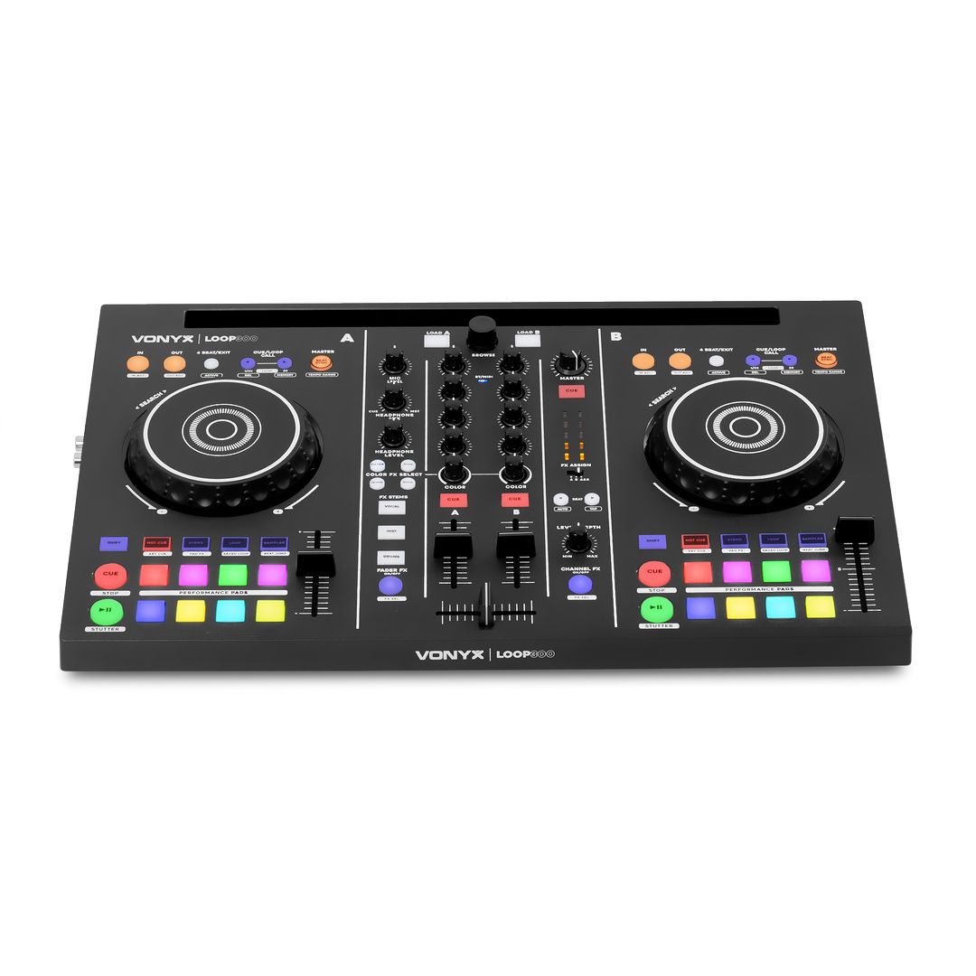 Controladora DJ MIDI de 2 canales con 16 pads, entrada de micro y Virtual DJ LE Vonyx Loop300