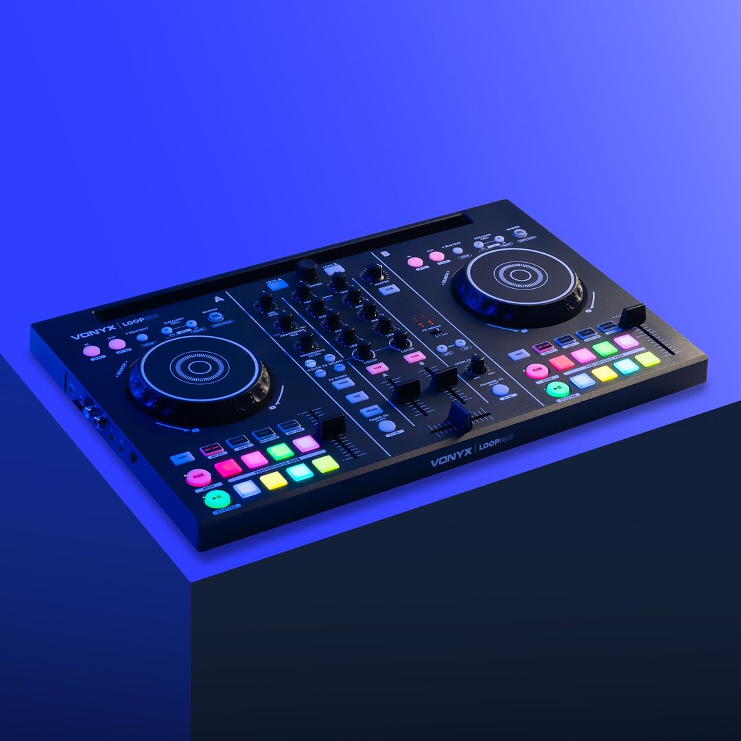 Controladora DJ MIDI de 2 canales con 16 pads, entrada de micro y Virtual DJ LE Vonyx Loop300