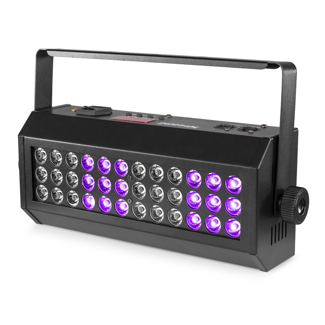 Foco de luz negra UV LED 36x3W con estroboscopio beamZ Flood36UV