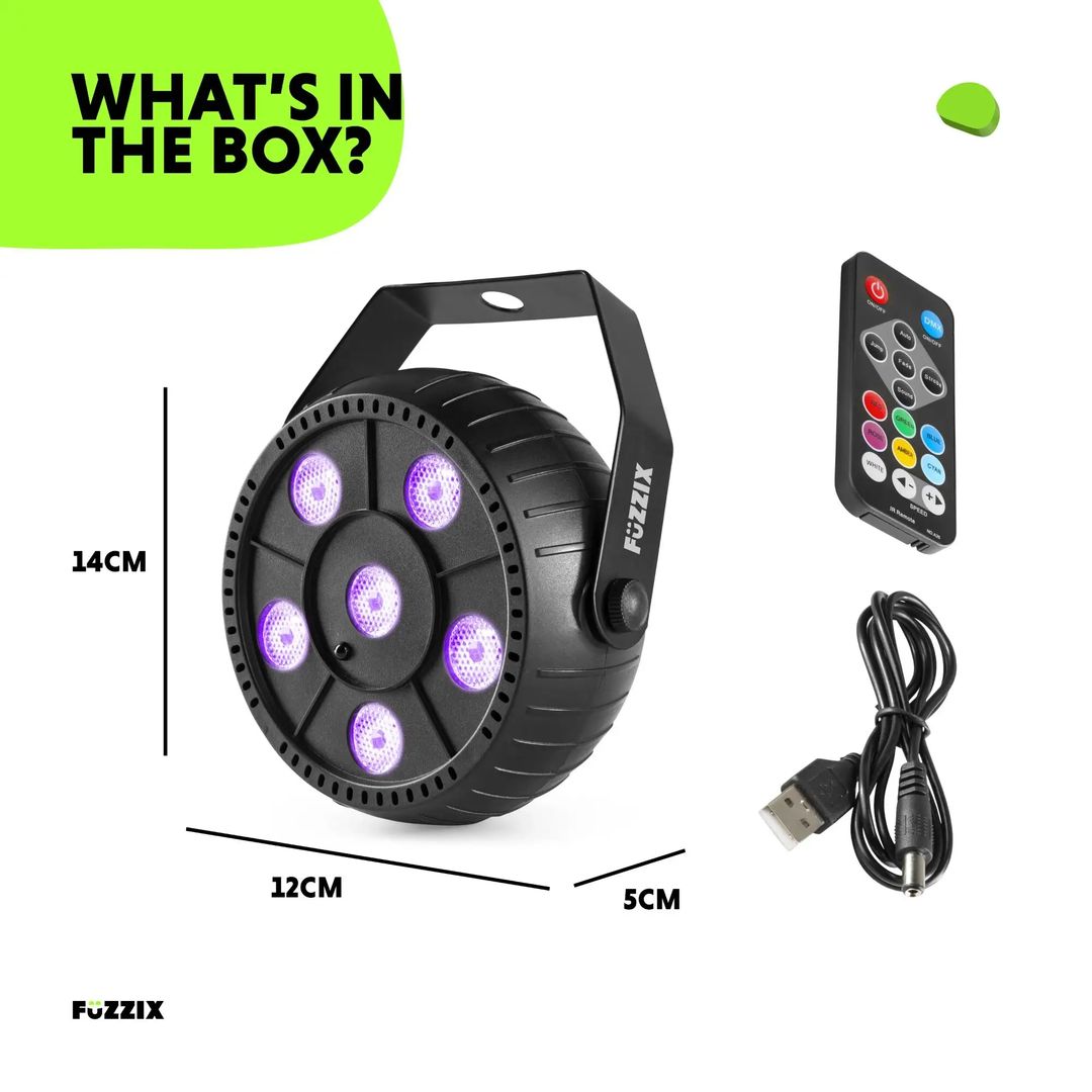 Foco PAR LED Luz Negra UV con Batería 6x1W Fuzzix PLP14
