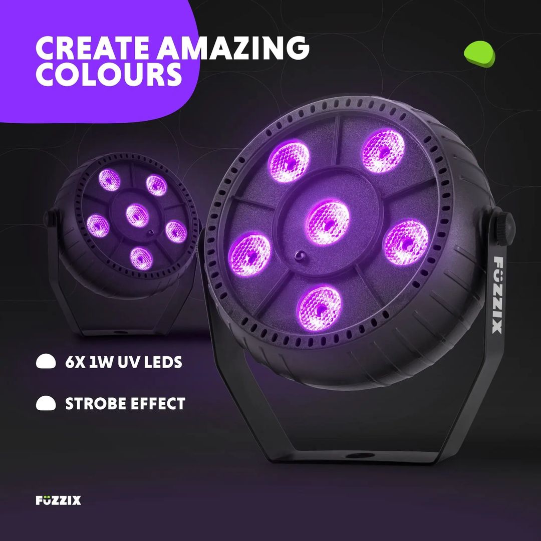 Foco PAR LED Luz Negra UV con Batería 6x1W Fuzzix PLP14