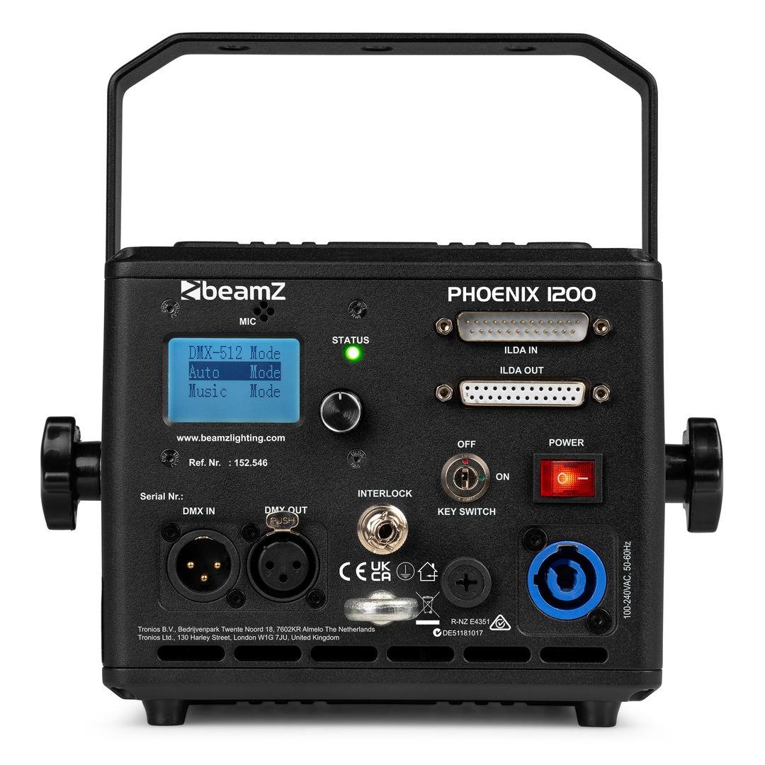 Láser de Animación RGB 1,2W Analógico con ILDA y DMX BeamZ Phoenix 1200