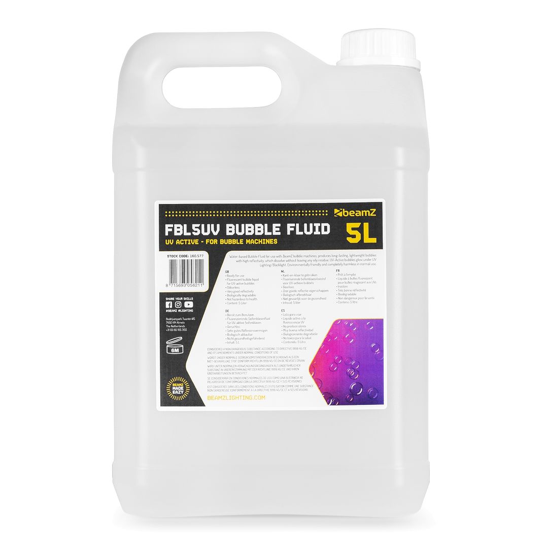 Líquido para Máquina de Burbujas Activo UV 5 Litros BeamZ FBL5UV