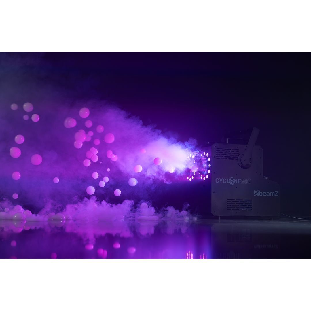 Máquina de Humo y Burbujas con 24 LEDs RGBW y DMX BeamZ Cyclone200