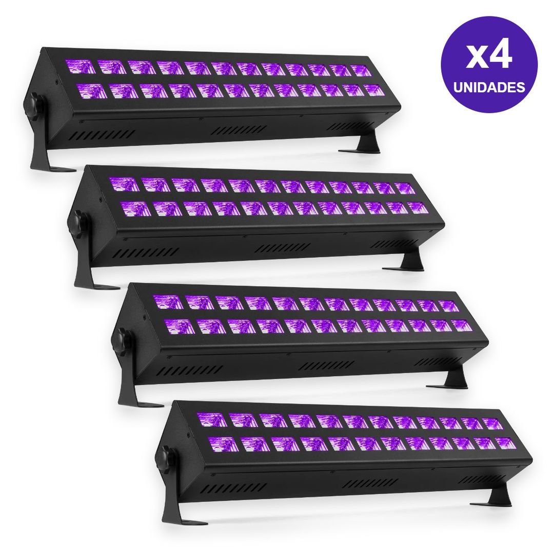Pack 4 Barras LED Luz Negra UV 24x3W DMX BeamZ BUV243