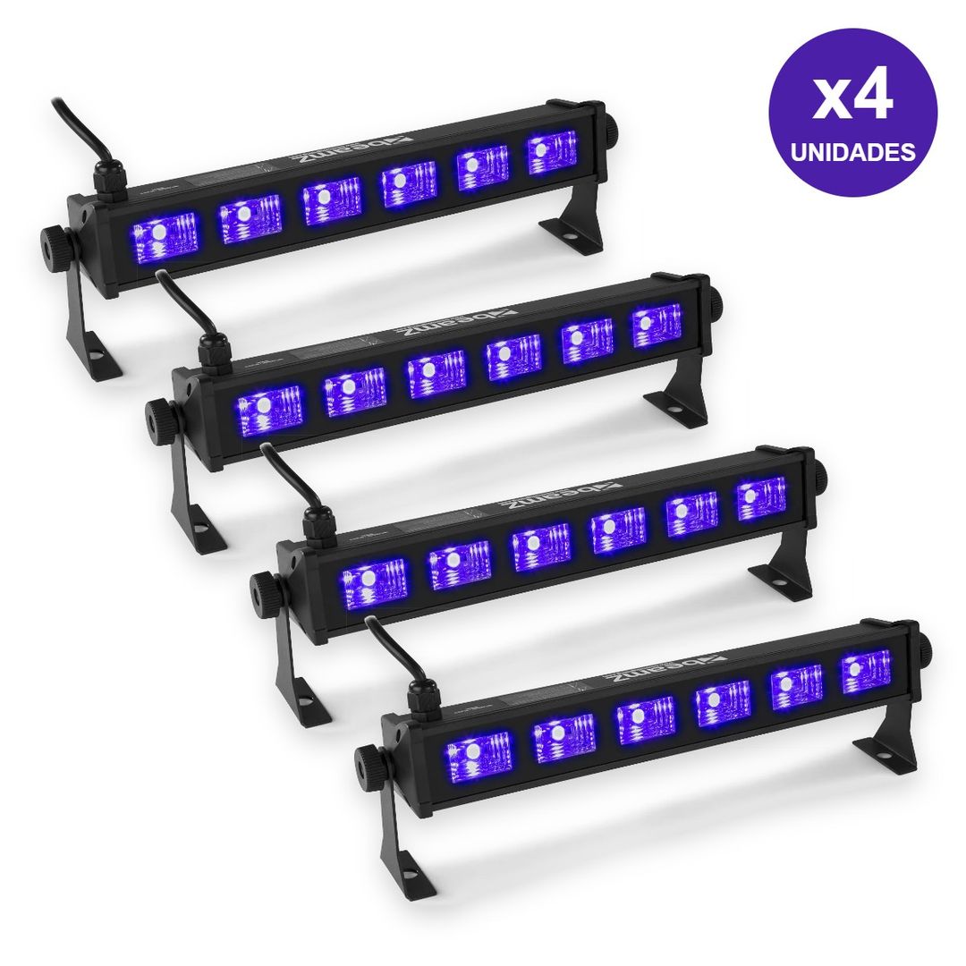 Pack 4 Barras LED Luz Negra UV 6x3W BeamZ BUV63