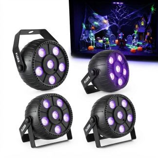 Pack 4 Focos PAR LED Luz Negra UV con Batería 6x1W Fuzzix PLP14